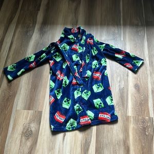 Boys Minecraft Robe Bathrobe Pajamas TNT Boom Creeper Life (Small)